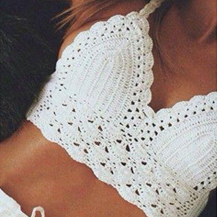 Colorful Hand-Knitted Bikini Outer Wear Crochet Cut Out Bikini Top Seaside Spring Split Swimsuit Vacation - Image 5