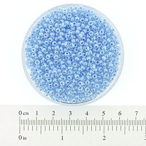 Miyuki Round Rocailles Seed Beads Size 8/0 Light Blue Ceylon 22 Gram Tube - Image 4