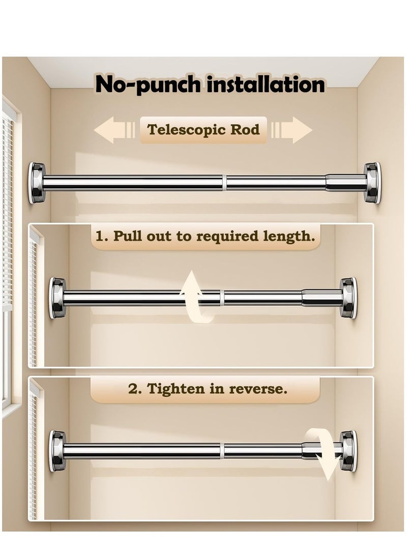 بيوينتي قضيب شد صندوق الخدمة الشاقة منظم الملابس المعلقة القابلة للضبط لخزانة ملابس الحمام قضبان خزانة الشرفة بدون رف تقسيم غرفة الحفر (0.7 -1.2 متر) - Image 5