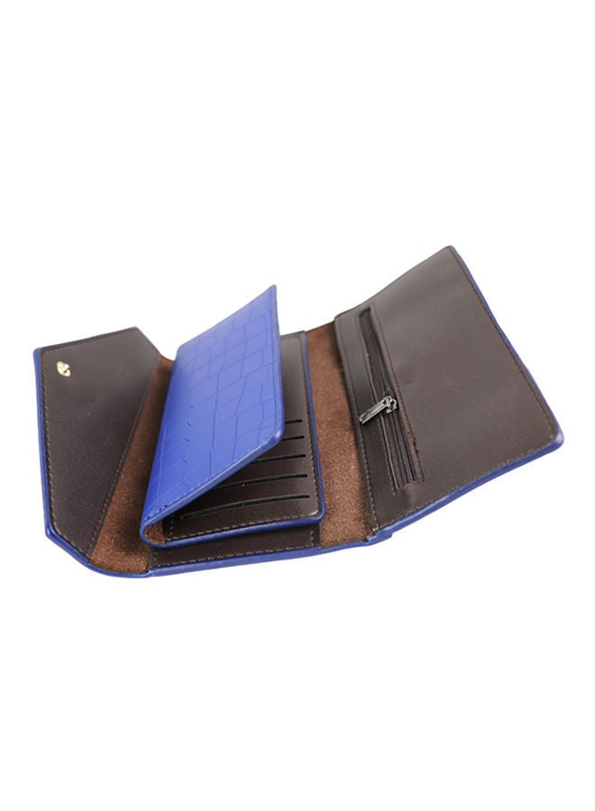 NIBEMINENT Leather Trifold Wallet And Pouch Blue - Image 3