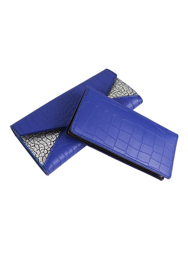 NIBEMINENT Leather Trifold Wallet And Pouch Blue - Image 5