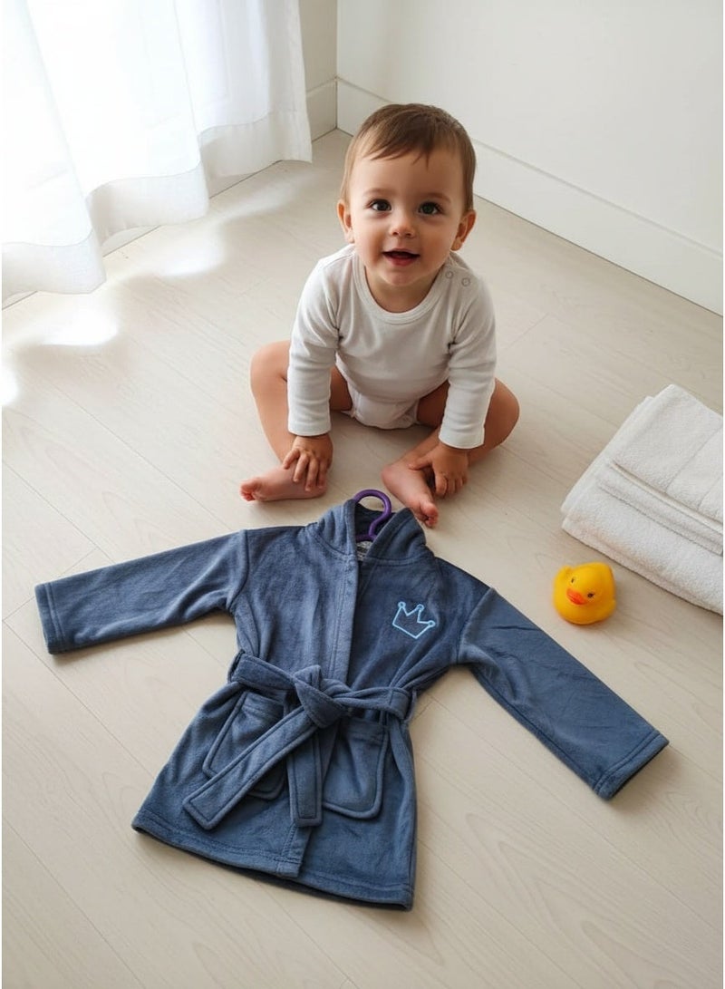 Mamas Gift Soft Cotton Prince Baby Robe with Belt - Lightweight and Comfortable After Bath or Swim Robe for ages 1-2 years - Image 1