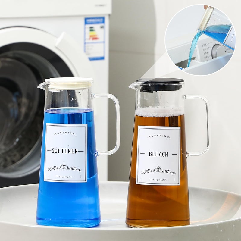 CYYKDA 2PCS 50oz Laundry Detergent Dispenser. Glass Liquid Laundry Detergent Dispenser for Bleach,Fabric Softener. Laundry Soap Dispenser for Laundry Room Organization and Storage. - Image 4