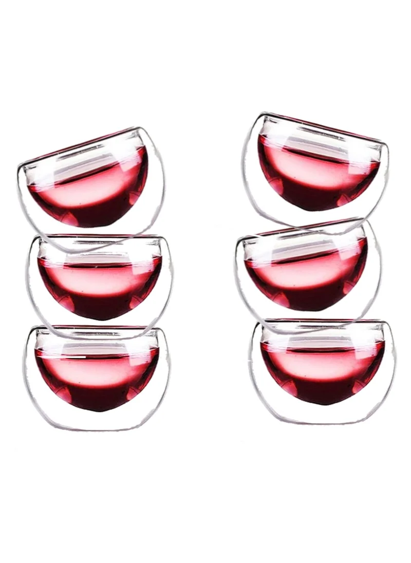 1Chase Set of 6 Double Wall Borosilicate Glass Tea Cup 50 ML