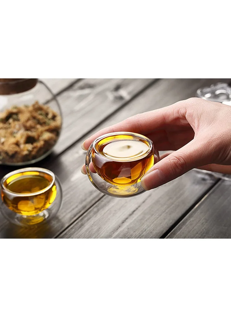 1Chase Set of 6 Double Wall Borosilicate Glass Tea Cup 50 ML