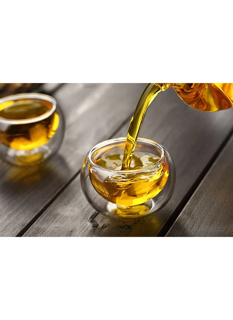 1Chase Set of 6 Double Wall Borosilicate Glass Tea Cup 50 ML