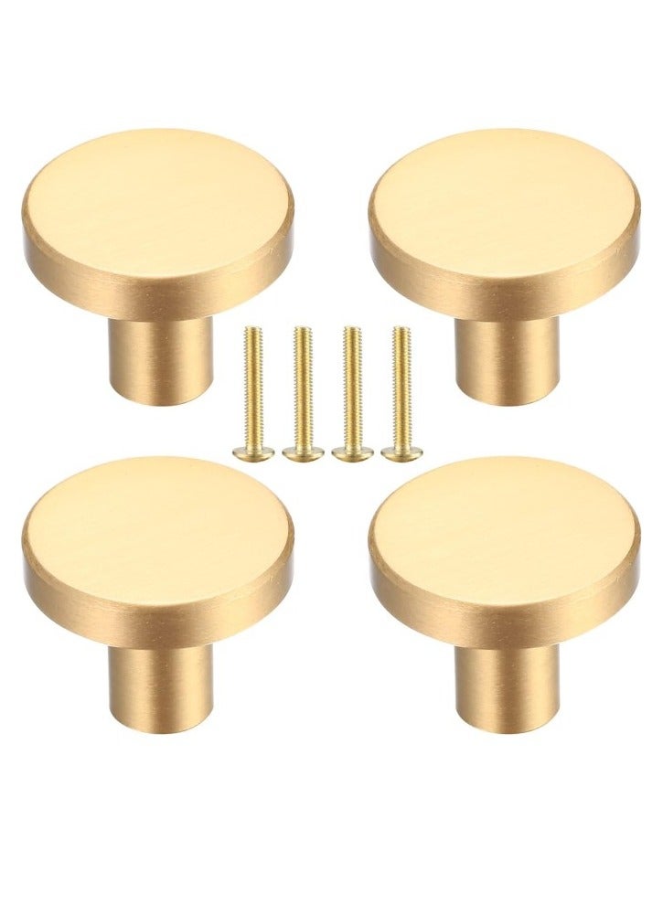 RATSAW 4 Pack Round Cabinet Knobs Gold Brass Drawer Knobs Door Kitchen Hardware Cupboard Knobs Handle with Screws for Home Decorating Cupboard Wardrobe 20mm x 25mm - Image 1