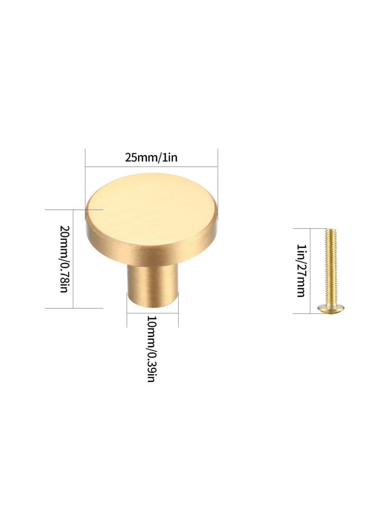 RATSAW 4 Pack Round Cabinet Knobs Gold Brass Drawer Knobs Door Kitchen Hardware Cupboard Knobs Handle with Screws for Home Decorating Cupboard Wardrobe 20mm x 25mm - Image 2