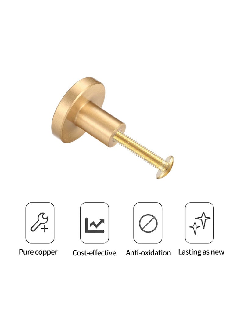 RATSAW 4 Pack Round Cabinet Knobs Gold Brass Drawer Knobs Door Kitchen Hardware Cupboard Knobs Handle with Screws for Home Decorating Cupboard Wardrobe 20mm x 25mm - Image 3