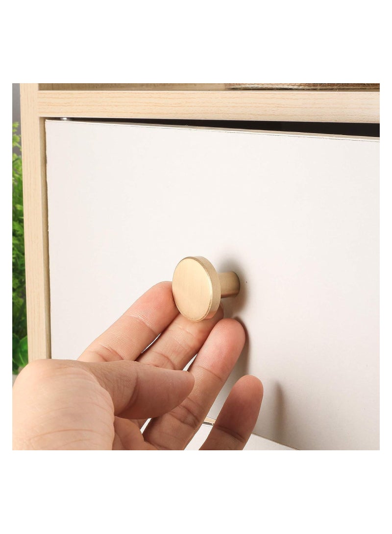 RATSAW 4 Pack Round Cabinet Knobs Gold Brass Drawer Knobs Door Kitchen Hardware Cupboard Knobs Handle with Screws for Home Decorating Cupboard Wardrobe 20mm x 25mm - Image 5