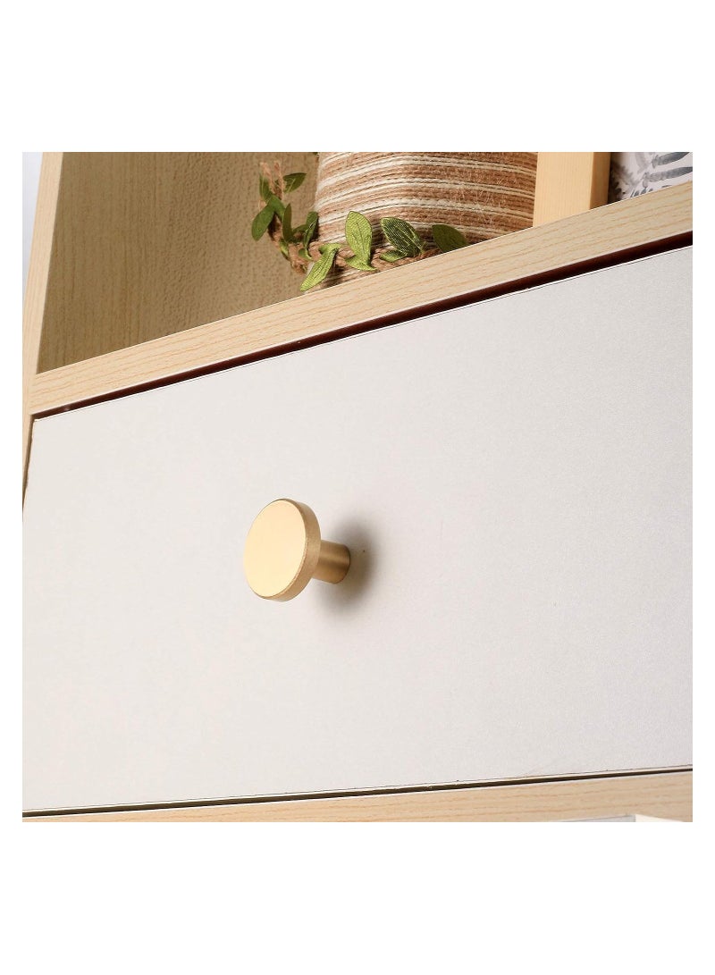 RATSAW 4 Pack Round Cabinet Knobs Gold Brass Drawer Knobs Door Kitchen Hardware Cupboard Knobs Handle with Screws for Home Decorating Cupboard Wardrobe 20mm x 25mm - Image 4