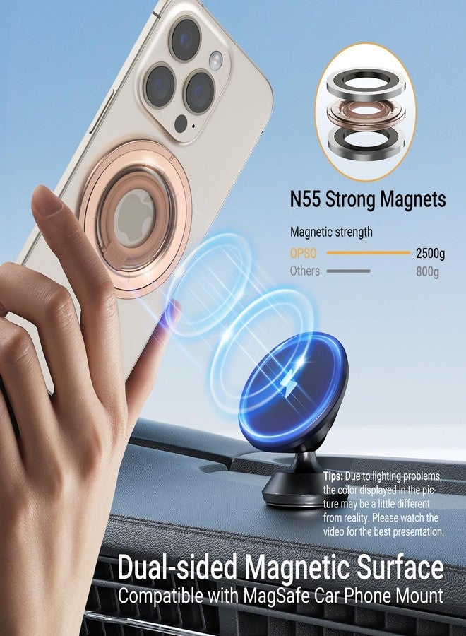 OPSO Magnetic Phone Ring Holder for MagSafe, 360° Rotatable Gym Finger Ring Grip Stand, [Dual-Sided Magnet] Magnetic Phone Grip Adjustable Kickstand for iPhone 16 15 14 13 12/Pro/Max, All Smartphone - Image 2