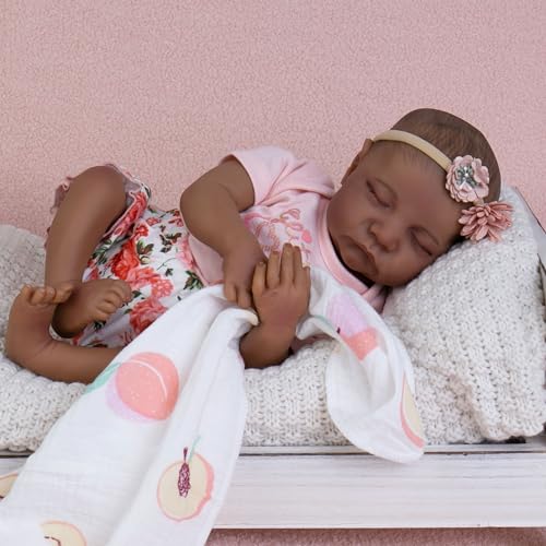Milidool Lifelike Black Reborn Baby Dolls Girl  18 Inch Realistic Girl Baby Dolls Black American Newborn Weighted Real Life Baby Dolls with Complete Accessories Gift Set for Kids 3 Grandparents - Image 1