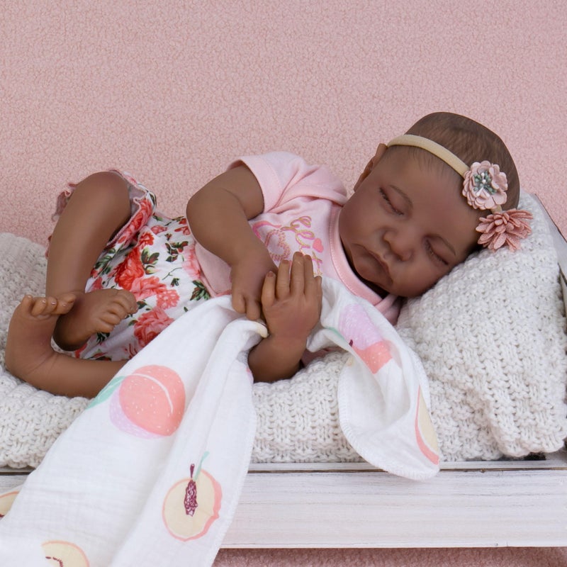 Milidool Lifelike Black Reborn Baby Dolls Girl  18 Inch Realistic Girl Baby Dolls Black American Newborn Weighted Real Life Baby Dolls with Complete Accessories Gift Set for Kids 3 Grandparents - Image 2