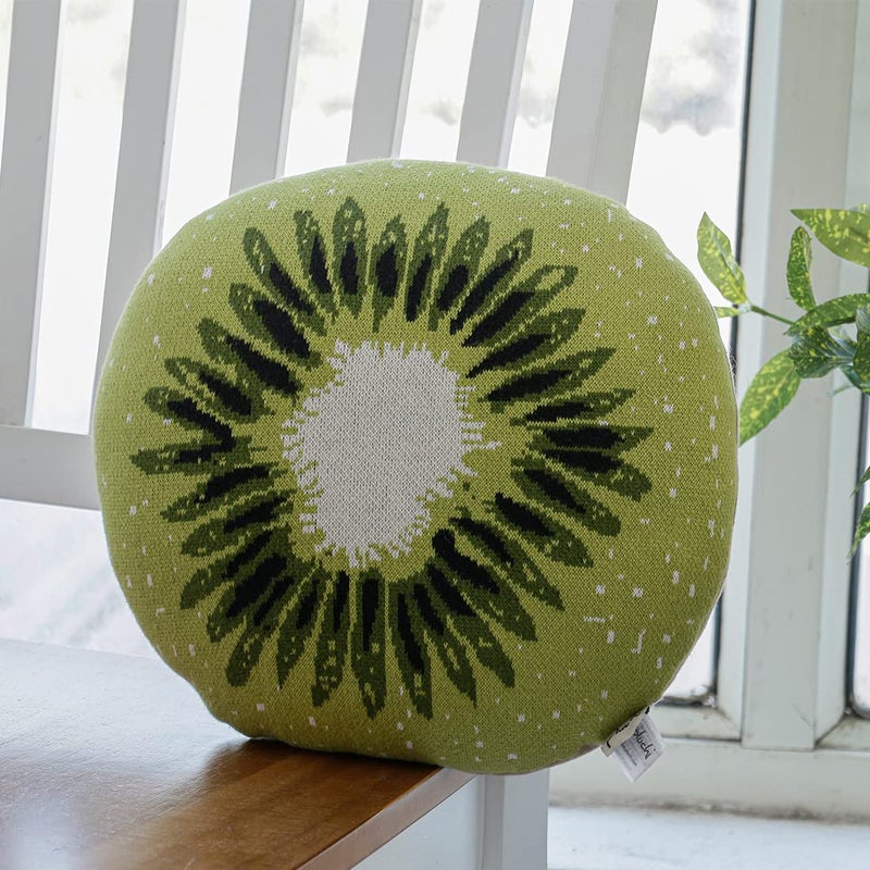 Pluchi Cotton Knitted Shaped Plush Pillows (Kiwi) - Image 4