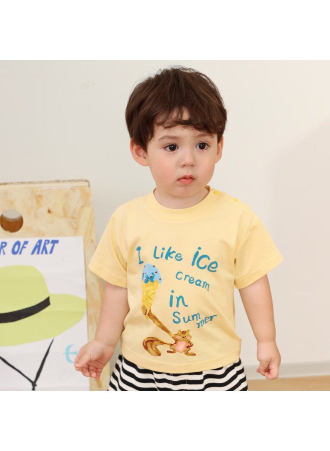 Luson Little O Dad Baby Boys Infant Baby Short Sleeve T-shirt Graffiti Summer New Round Neck A-class All-match Baby Top - Image 5