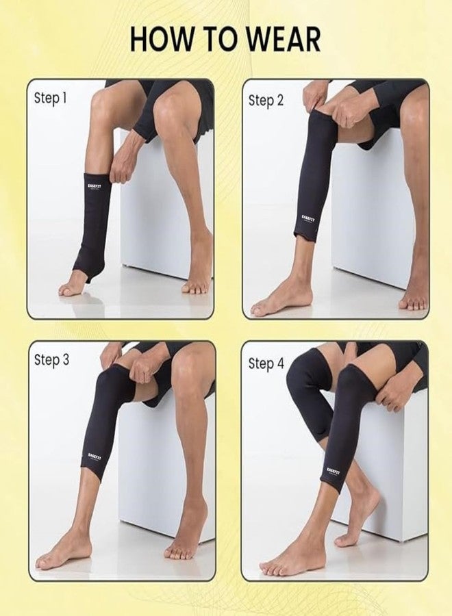 EASEFIT زوج من دعامات/أكمام دعم الركبة EASEFIT لتخفيف آلام العظام، مناسب للرياضة، وتخفيف الألم، ودعم الضغط، والتمارين الرياضية، والنادي الرياضي، والجري، وركوب الدراجات، ودعم الرضفة للركبة للرجال والنساء (مقاس كبير، أسود) - Image 5