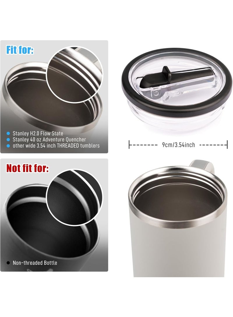 SOLARAE غطاء قشة قابل للطي لكوب ستانلي 40 أونصة، 2 قطعة غطاء قشة مقاوم للتسرب مع 2 قشة، غطاء كوب قابل لإعادة الاستخدام، غطاء كوب مقاوم للتنقيط والتسرب، أسود - Image 3