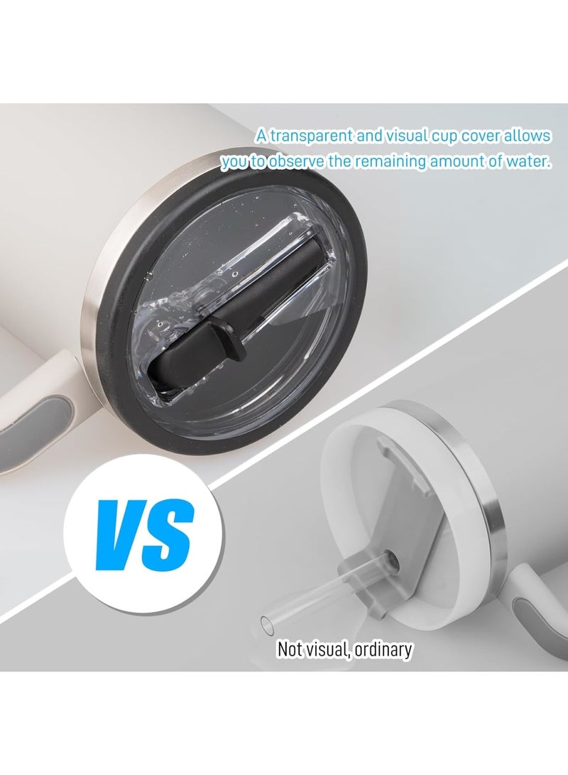 SOLARAE غطاء قشة قابل للطي لكوب ستانلي 40 أونصة، 2 قطعة غطاء قشة مقاوم للتسرب مع 2 قشة، غطاء كوب قابل لإعادة الاستخدام، غطاء كوب مقاوم للتنقيط والتسرب، أسود - Image 4