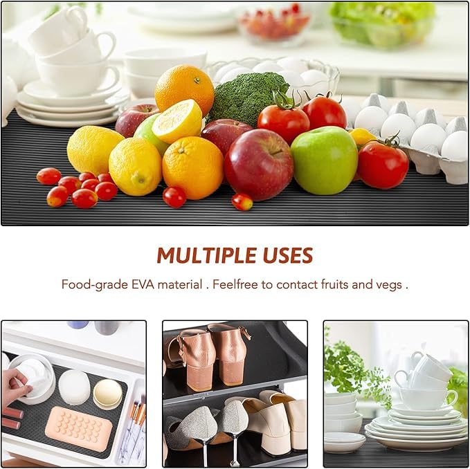 ElastPro EVA Food Grade Washable Anti Slip Mat/Sheet for Fridge, Shelf Liner, Table, Kitchen Drawer mat (Line Black, 3 Meter) - Image 5