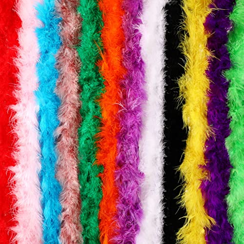 Batiyeer 24 Pcs Colorful Feathers Boas Party Pack, 6.6 Feet Rainbow Feather Scarf for Unisex Women Party Decorations(Bright Color) - Image 1