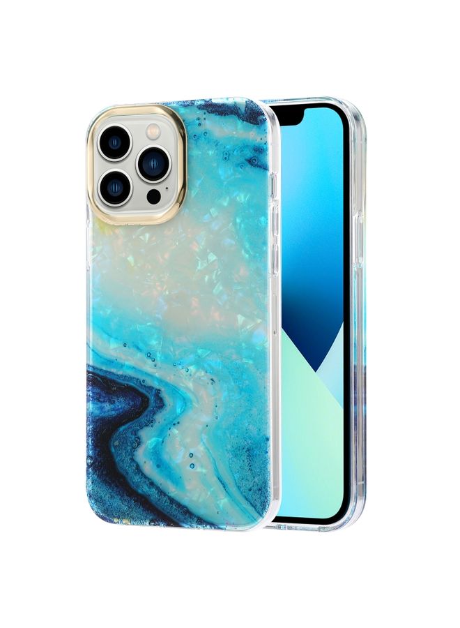 BGM Case Cover For iPhone 13 Pro Max Electroplating Shell Texture Marble Phone Case Blue B3
