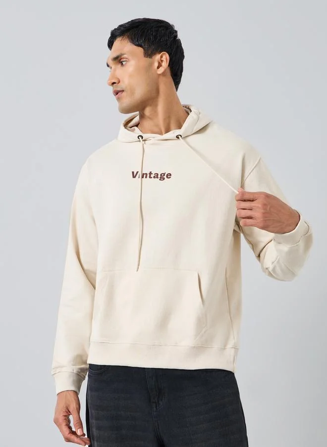 Styli Eco-Earth Relaxed Fit Slogan Print Fleece Hoodie