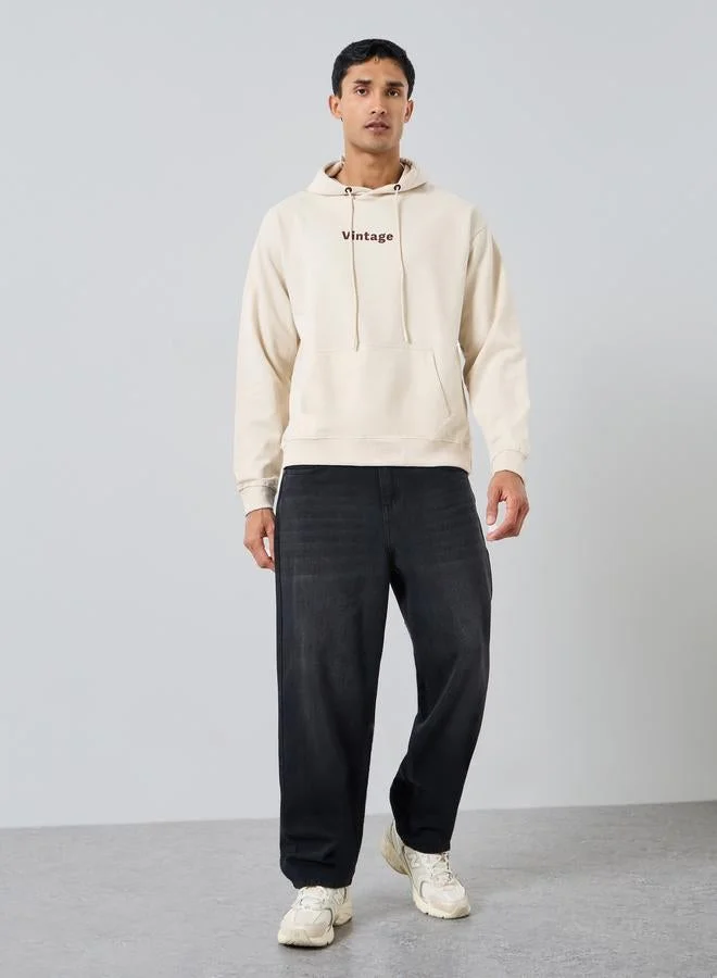 Styli Eco-Earth Relaxed Fit Slogan Print Fleece Hoodie