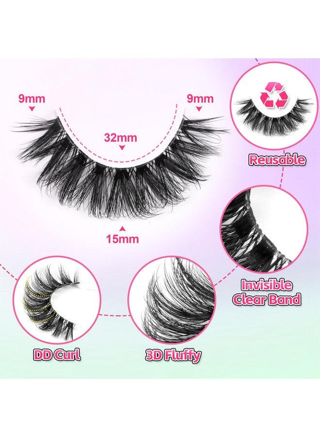 calphdiar Ashes Fluffy False Eyelashes Wispy Lashes 3D Volume Strip Lashes 14Mm D Curl Fake Eyelashes With Clear Band 10 Pairs Eye Lashes By Calphdiar - Image 3