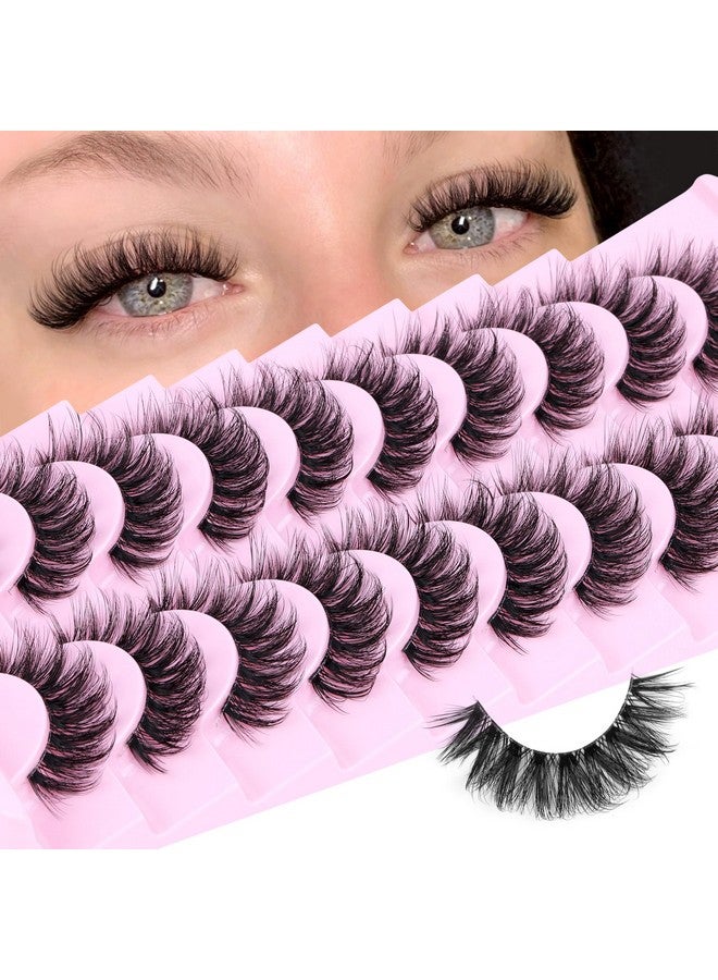calphdiar Ashes Fluffy False Eyelashes Wispy Lashes 3D Volume Strip Lashes 14Mm D Curl Fake Eyelashes With Clear Band 10 Pairs Eye Lashes By Calphdiar - Image 1