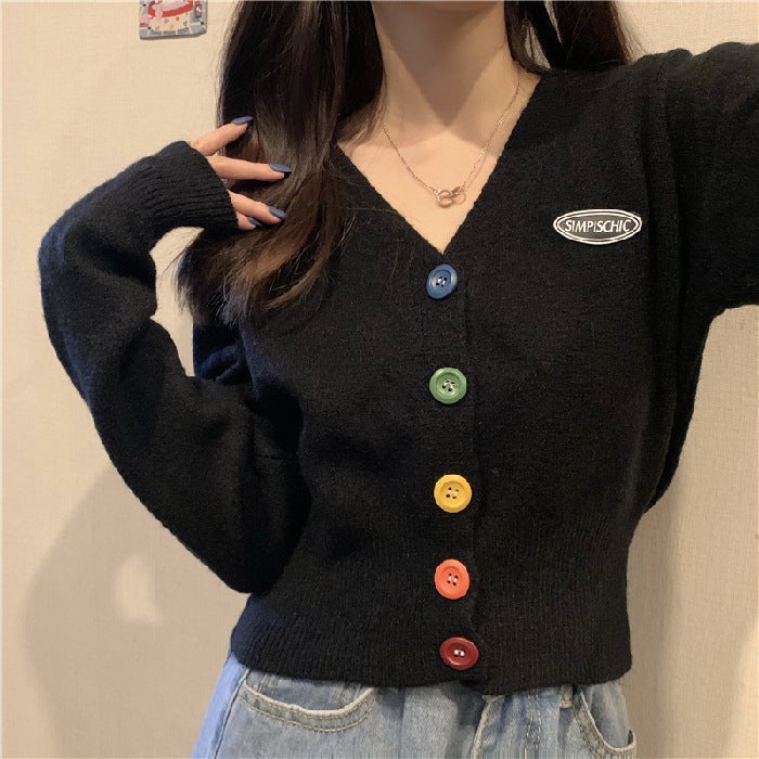 2021 Knitted Shirt Spring and Autumn New Womens Soft Waxy Cardigan Coat Sweater New Internet Celebrity Short Top Winter Outer Wear Blue - Image 2