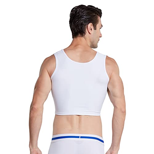 BaronHong Men Hide Gynecomastia Pullover Chest Binder Compression Slimming Undershirt Male Corset Tank Tops(white,XXL) - Image 5