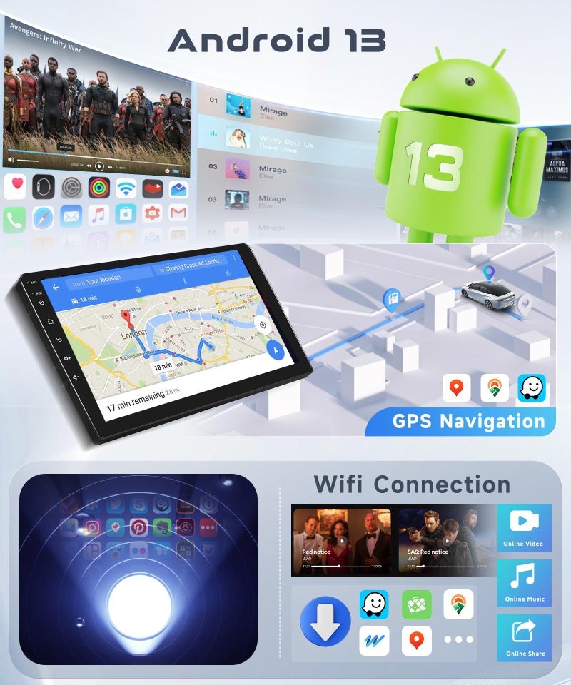 Podofo 4G+64G Car Radio Stereo for Honda CRV 2007-2011, Wireless CarPlay Android Auto 9 Inch IPS Touch Screen Android 13 GPS Head Unit WiFi Bluetooth DSP Audio USB Dual Mic HD Rear Camera - Image 3