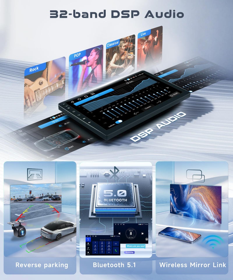 Podofo 4G+64G Car Radio Stereo for Honda CRV 2007-2011, Wireless CarPlay Android Auto 9 Inch IPS Touch Screen Android 13 GPS Head Unit WiFi Bluetooth DSP Audio USB Dual Mic HD Rear Camera - Image 5