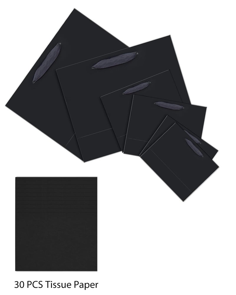 qiqee 10PCS Black Gift Bags with Ribbon Handles Mulit Assorted Sizes Gift Wide Bags (2pcs Large 13", 4pcs Medium 9.6", 4pcs Small 6.3"ï¼Œ22pcs Tissue Paper) - Image 3