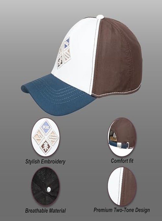 C Classic Mountain Conqueror Logo Baseball Cap, Two-Tone Colour, Adjustable Strap for Casual, Sport Wear, Trekking,Cycling,Gyming,&All Other Outdoor Activites (in, Alpha, Free Size, White) - Image 3
