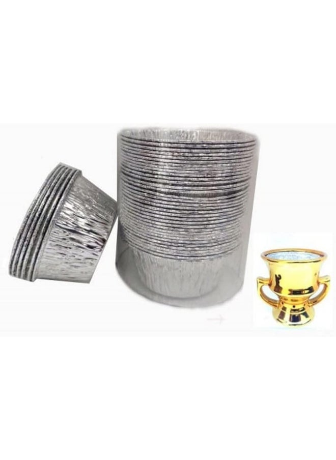 ALSAQER Alsaqer Bakhoor Burner Aluminium Cups 40 Pcs Set | Cake Mold Aluminium Cups | Madkhan Ash Aluminium Cups | Mabkhara | Oud Burner | Incense Burner Ash Removal Aluminium Cups-Medium  - Image 3