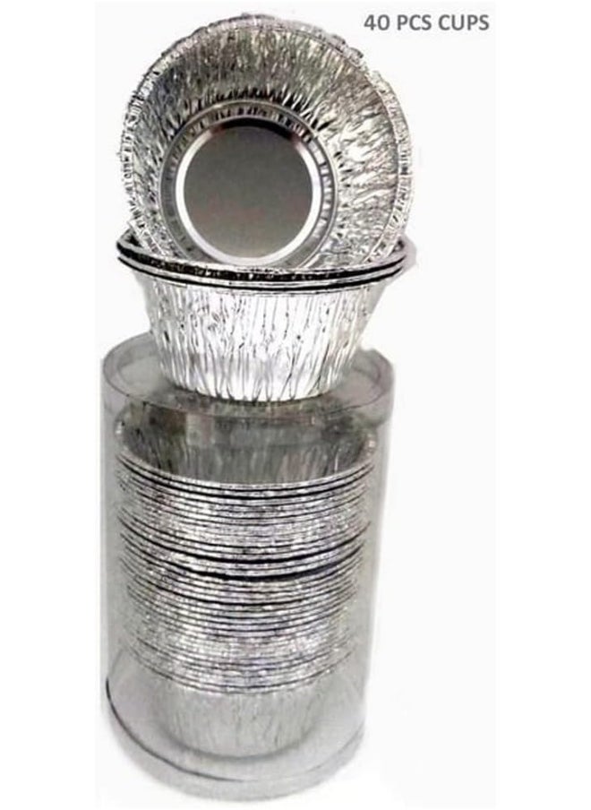 ALSAQER Alsaqer Bakhoor Burner Aluminium Cups 40 Pcs Set | Cake Mold Aluminium Cups | Madkhan Ash Aluminium Cups | Mabkhara | Oud Burner | Incense Burner Ash Removal Aluminium Cups-Medium  - Image 2