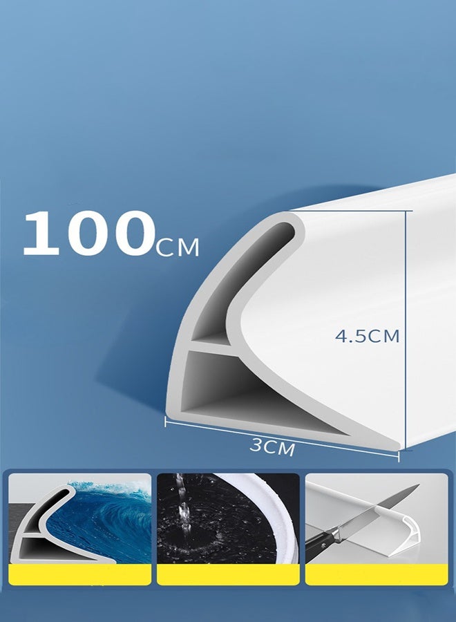 1M Bathroom water barrier strip Wet and dry separation waterproof strip Shower water barrier strip Silicone water barrier strip Flexible and bendable Used for bathroom wet and dry separation - Image 2