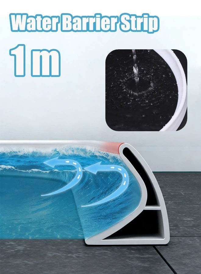 1M Bathroom water barrier strip Wet and dry separation waterproof strip Shower water barrier strip Silicone water barrier strip Flexible and bendable Used for bathroom wet and dry separation - Image 1