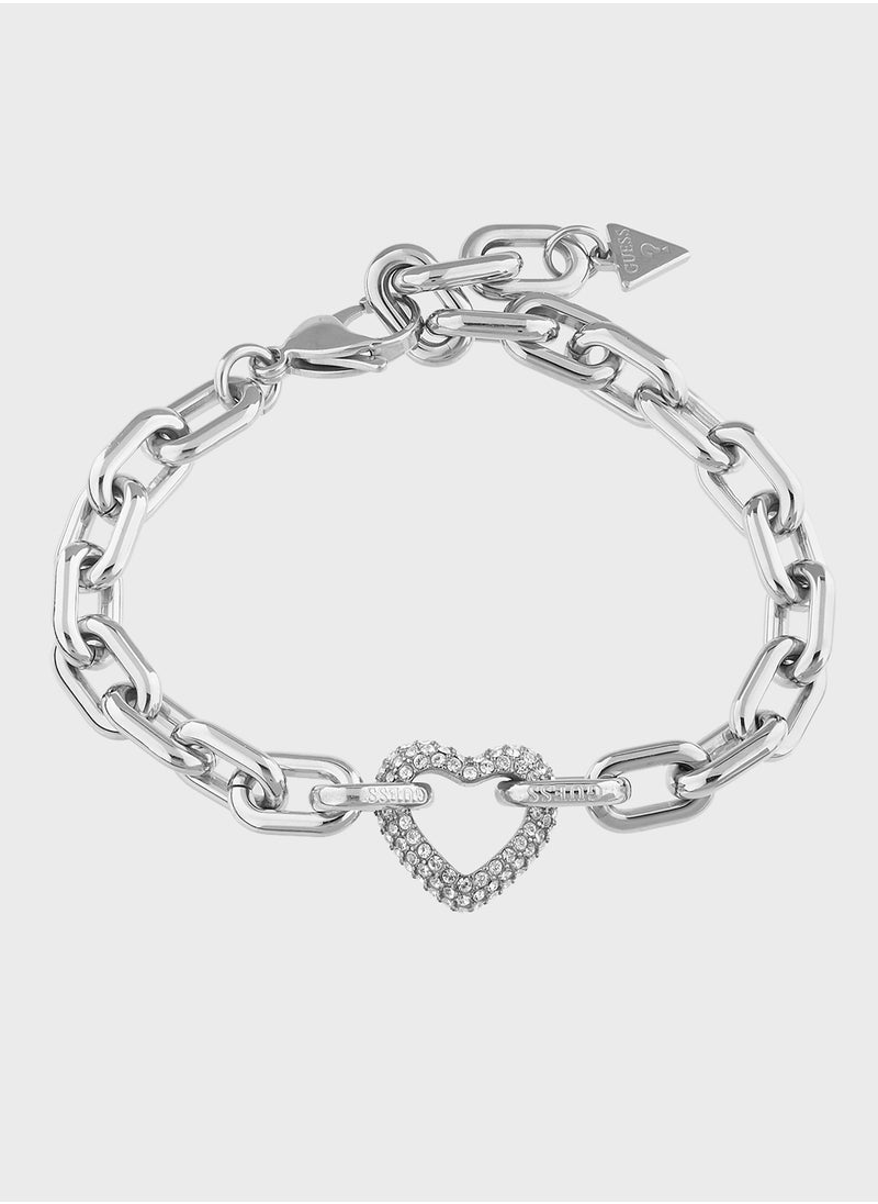 GUESS Jubb05016Jwrhs 18Mm Pave Heart Chain Bracelet  - Image 1