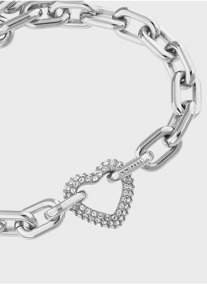 GUESS Jubb05016Jwrhs 18Mm Pave Heart Chain Bracelet  - Image 2