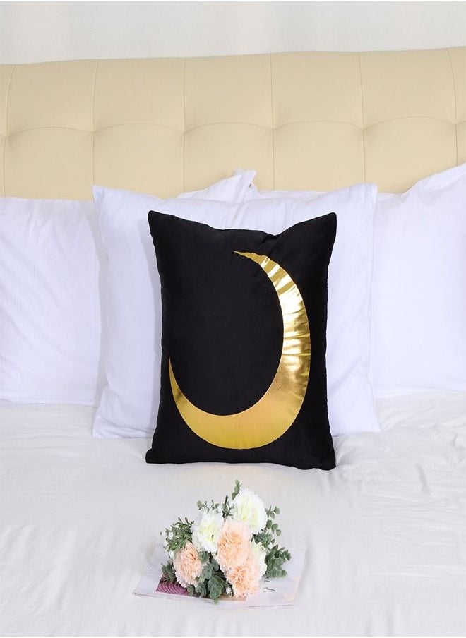 fashionhome Shining Crescent Printed Design Cushion Covers Decor Throw Pillow Cover Gold Decorative Pillow Cushion Cover for Bedroom Sofa Car Home Decor 45x45 cm  - Image 4