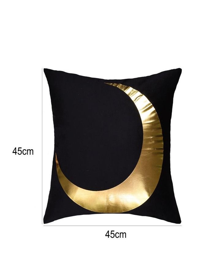 fashionhome Shining Crescent Printed Design Cushion Covers Decor Throw Pillow Cover Gold Decorative Pillow Cushion Cover for Bedroom Sofa Car Home Decor 45x45 cm  - Image 5