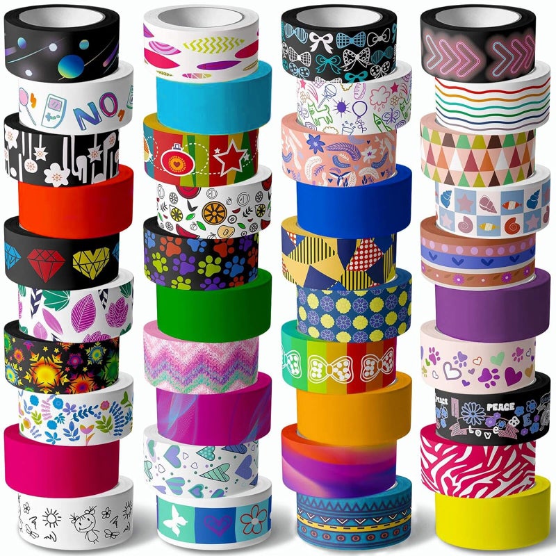 KUNMINGER 40 Rolls Washi Tape Set - 15 mm Wide Colored Masking Tape for Kids, Decorative Adhesive Tape for DIY Crafts, Gift Wrapping, Scrapbooking Supplies, Bullet Journals, Planners, Party Decorations - Image 1
