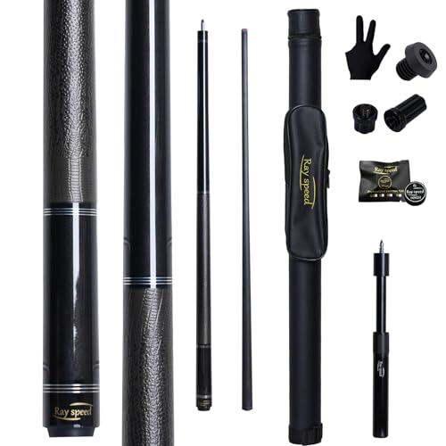 Ray speed Carbon Fiber Pool Cue Stick 125mm Rainbow Tip Low Deflection Pool Stick with Uniloc Pin Joint and Extension Pool Stick20 oz - Image 1
