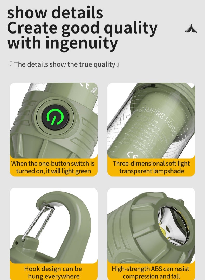 مصباح يدوي محمول قابل للشحن مع إضاءة معسكر ثلاثية الألوان، 10000 لومن سطوعاً عالياً وضوء أحمر طارد للبعوض، 6 سرعات لضبط السطوع، شحن سريع عبر منفذ Type-C ومقاوم للماء وفقاً لمعيار IPX4، خفيف الوزن (9 - Image 3