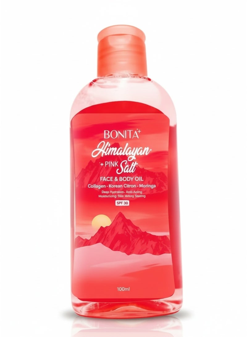 Bonita زيت الوجه والجسم مع ملح الهيمالايا الوردي – زيت توهج خفيف SPF30 (100 مل) - Image 1