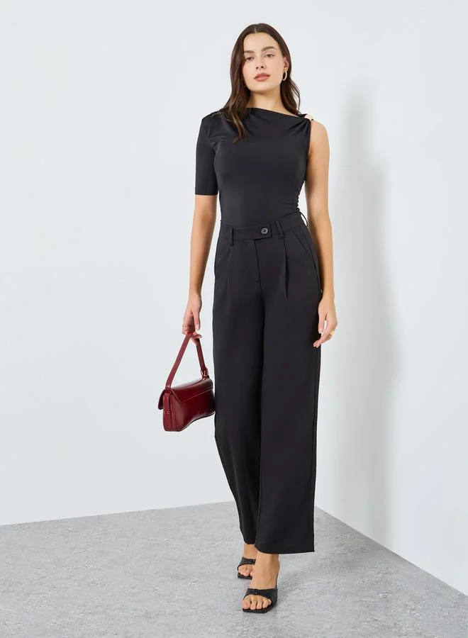 Styli Women Black Wide Leg Pants