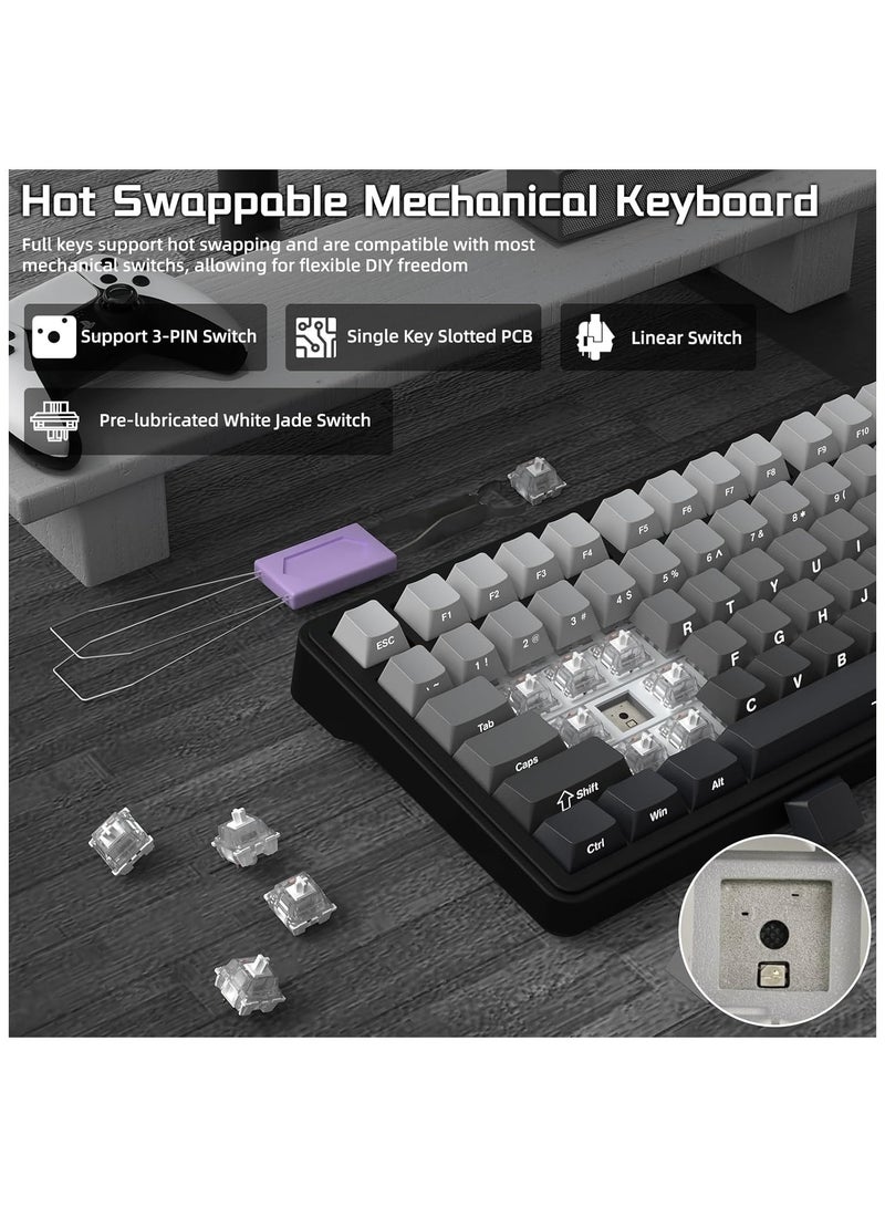 هجوم القرش ATTACK SHARK X85 Gasket Mechanical Keyboard with Knob, 75% Wireless Gaming Keyboard with Five Layers Padding, BT5.0/2.4G/USB-C, RGB, Hot-Swappable, PBT Keycaps (Black)  - Image 5